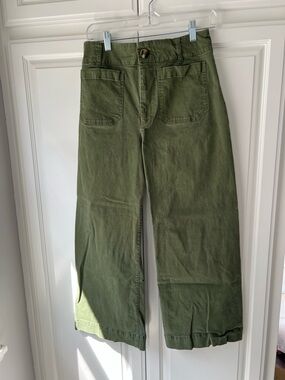 Maeve Colette Crop Pants in Army Green